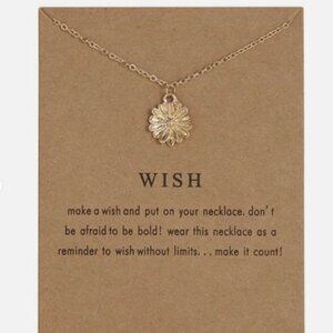 NEW “Wish” Flower Pendant Necklace w/ Quote/Card - Great Gift!